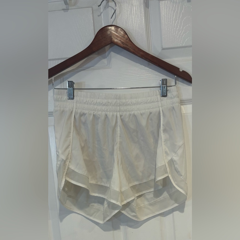 Athleta Beige Mesh Racer Shorts